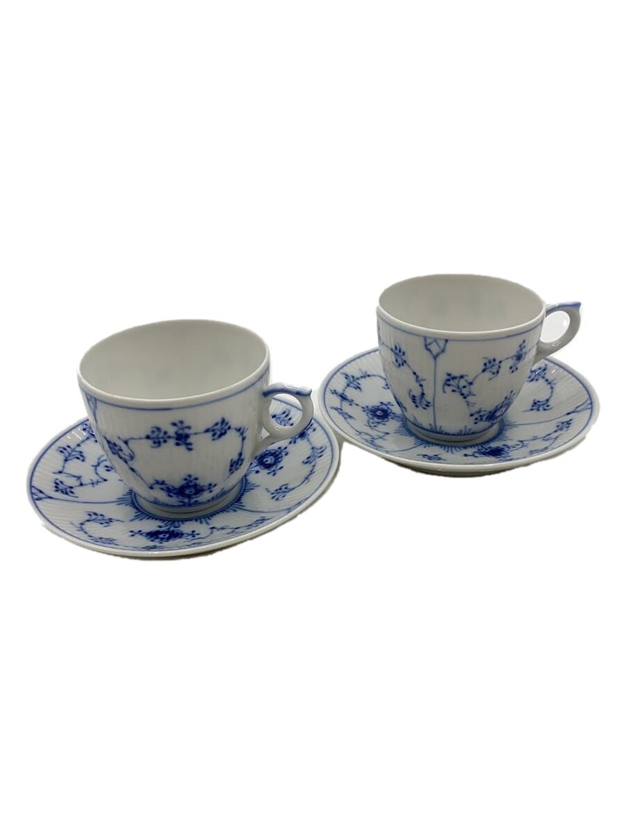 【中古】ROYAL COPENHAGEN◆カップ&ソーサー/2点セット/WHT/ブルーフルーテッド【キッチン用品】