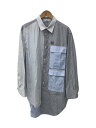 【中古】LOEWE◆パッチワーク/アシンメトリー/長袖シャツ/39/コットン/GRY/チェック/H526337X92【メンズウェア】