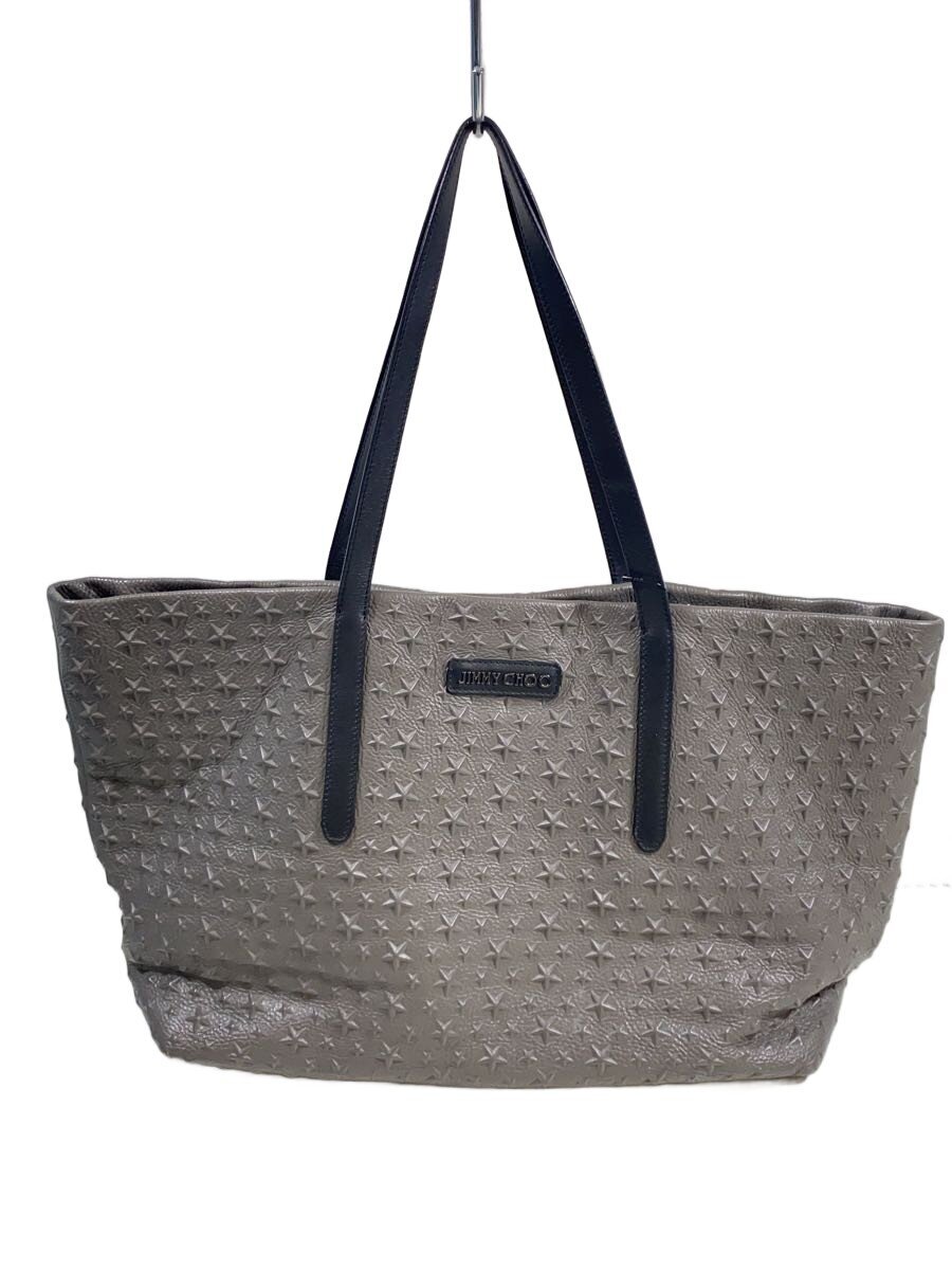 【中古】JIMMY CHOO◆トートバッグ/レザー/GRY【バッグ】