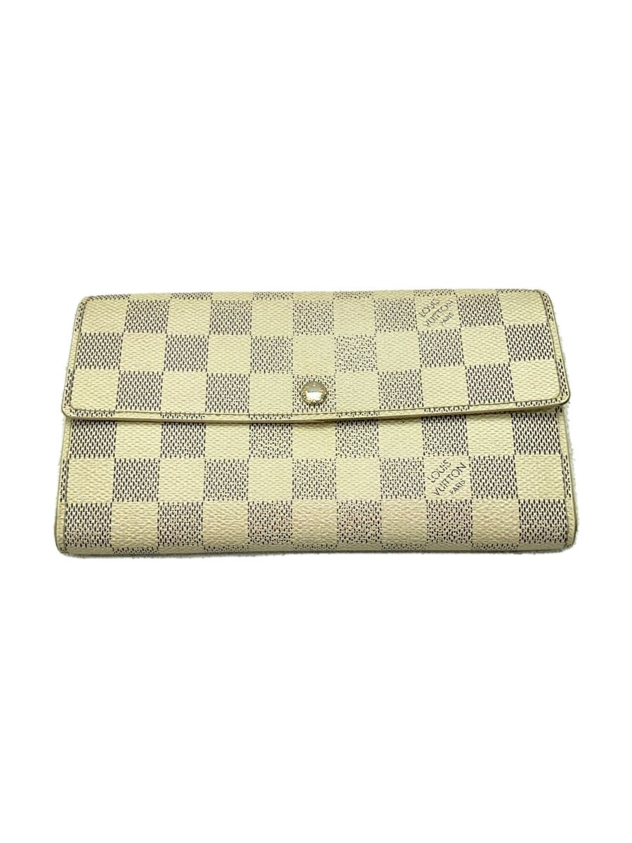 【中古】LOUIS VUITTON◆ポルト・フォイユ・サラ_ダミエ・アズール_WHT/PVC/N61735/TR0152//【服飾雑貨他】