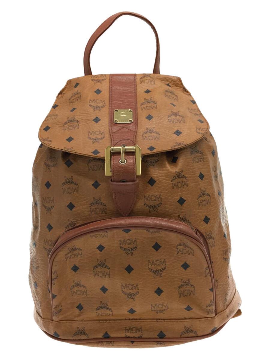 【中古】MCM◆リュック/レザー/CML/総柄【バッグ】