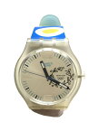 【中古】SWATCH◆クォーツ腕時計/アナログ/ラバー/SLV/BLU/2004年/アテネオリンピック/日本代表【服飾雑貨他】