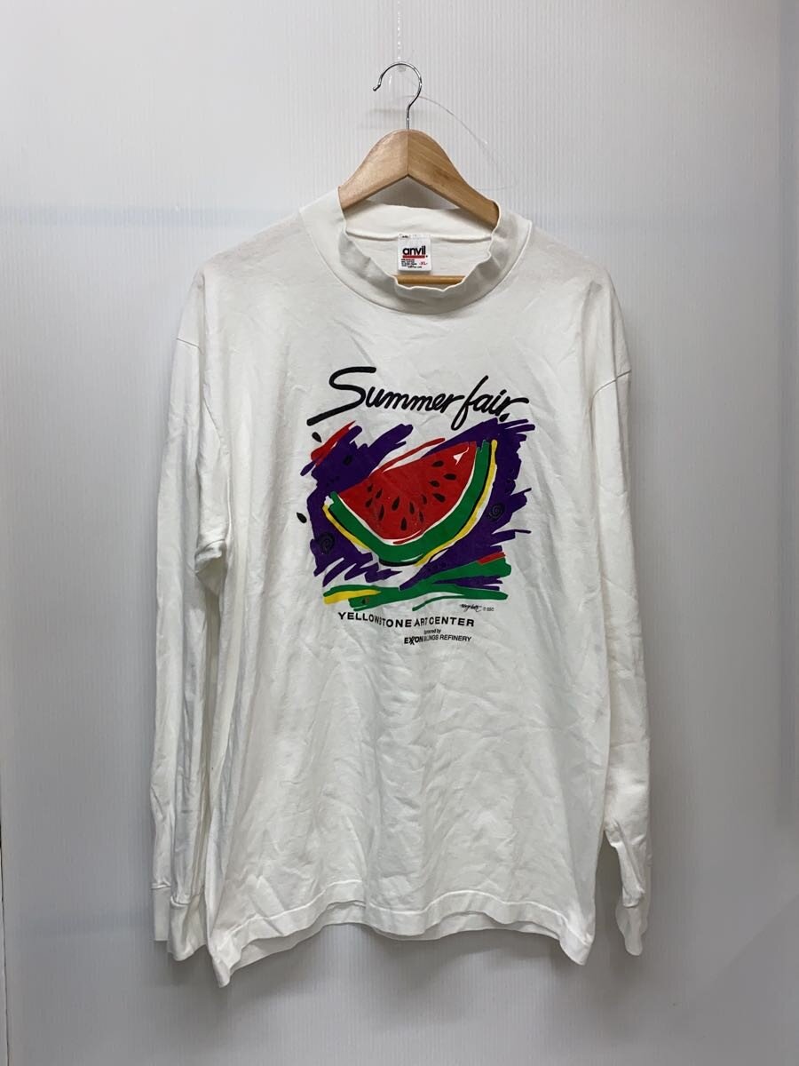 ANVIL◆90s/YELLOWSTONE ART CENTER/アート/usa製/長袖Tシャツ/XL/コットン/WHT