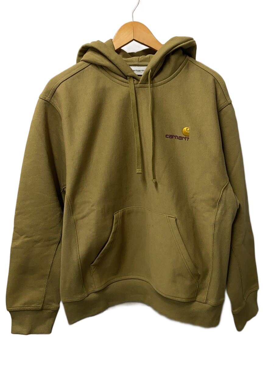 【中古】Carhartt◆Hooded American Script Sweat/S/コットン/KHK【メンズウェア】