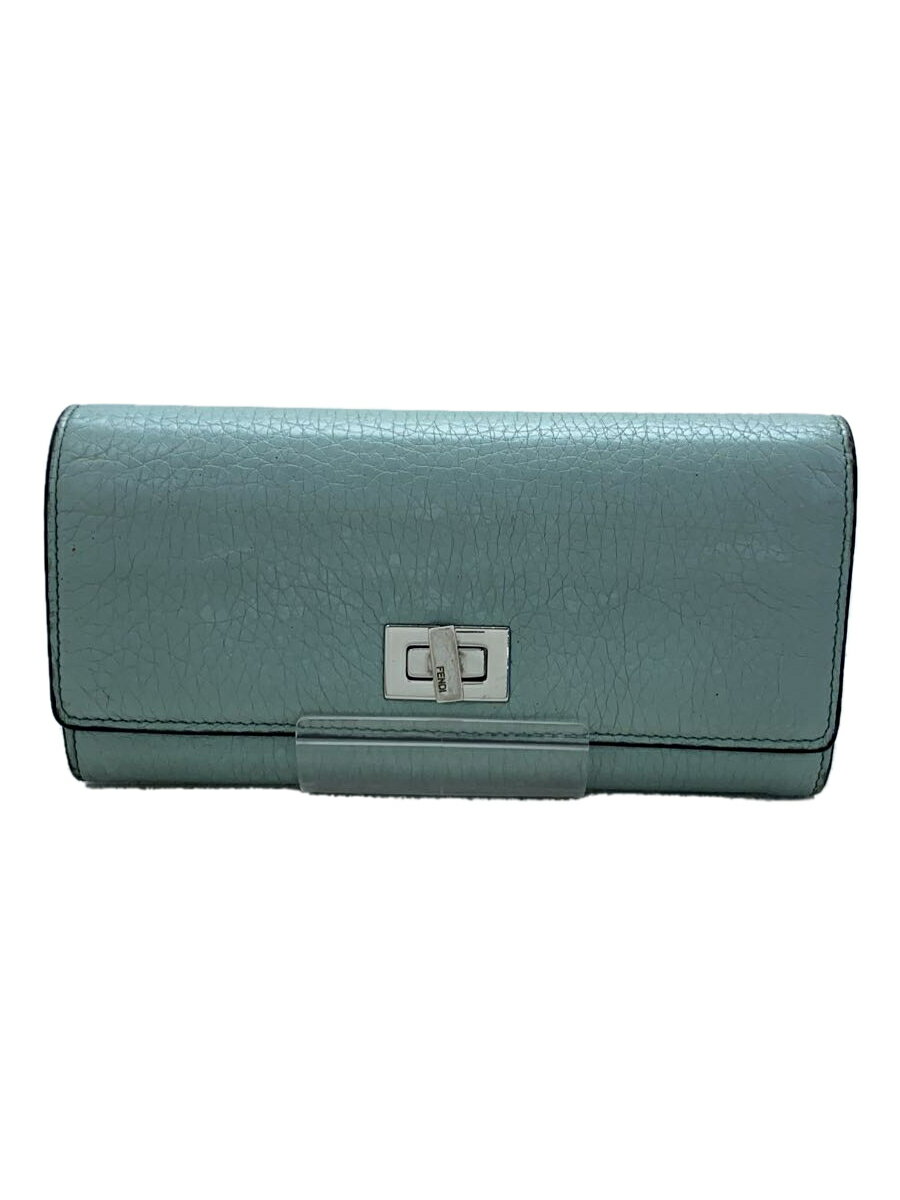 【中古】FENDI◆長財布/レザー/BLU/無地/レディース/8M0427【服飾雑貨他】