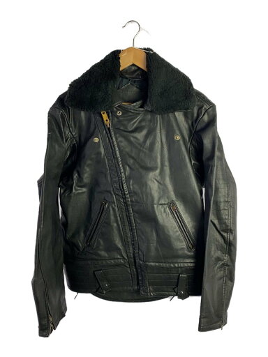 【中古】~70s/ダブルライダースジャケット/--/レザー/BLK/レザー割れ・ベルトループ破損有//【メンズウェア】 【中古】~70s/ダブルライダースジャケット/--/レザー/BLK/レザー割れ・ベルトループ破損有//【メンズウェア】