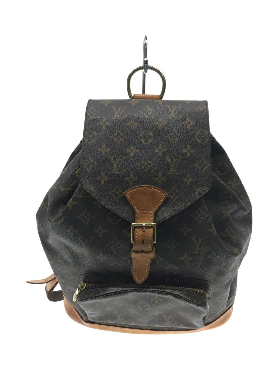 【中古】LOUIS VUITTON◆モンスリ_モノグラム_BRW/PVC/BRW/M51135/MI0966/シミヨゴレ有【バッグ】