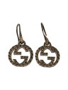 【中古】GUCCI◆ピアス/SILVER925/BLK/レディース/インターロッキング【服飾雑貨他】