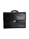 【中古】GIANNI VERSACE◆ブリーフケース/レザー/BLK/無地【バッグ】