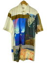 【中古】DRIES VAN NOTEN◆22SS/グラフィックシャツ/半袖シャツ/M/コットン/WHT【メンズウェア】