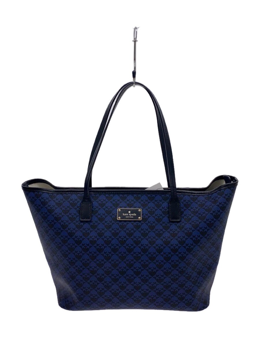 KATE SPADE - 【中古】kate spade new york◆トートバッグ/レザー/NVY/総柄【バッグ】