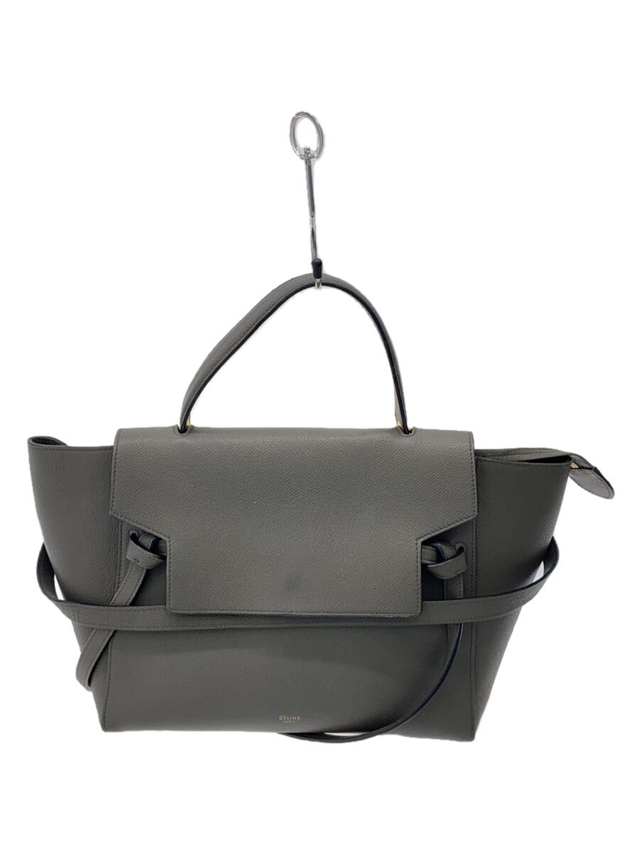 【中古】CELINE◆トートバッグ/レザー/GRY/無地【バッグ】