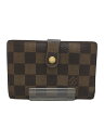 【中古】LOUIS VUITTON◆ポルト・フォイユ・ヴィエノワ_ダミエ・エベヌ_BRW/PVC/BRW/メンズ【服飾雑貨他】