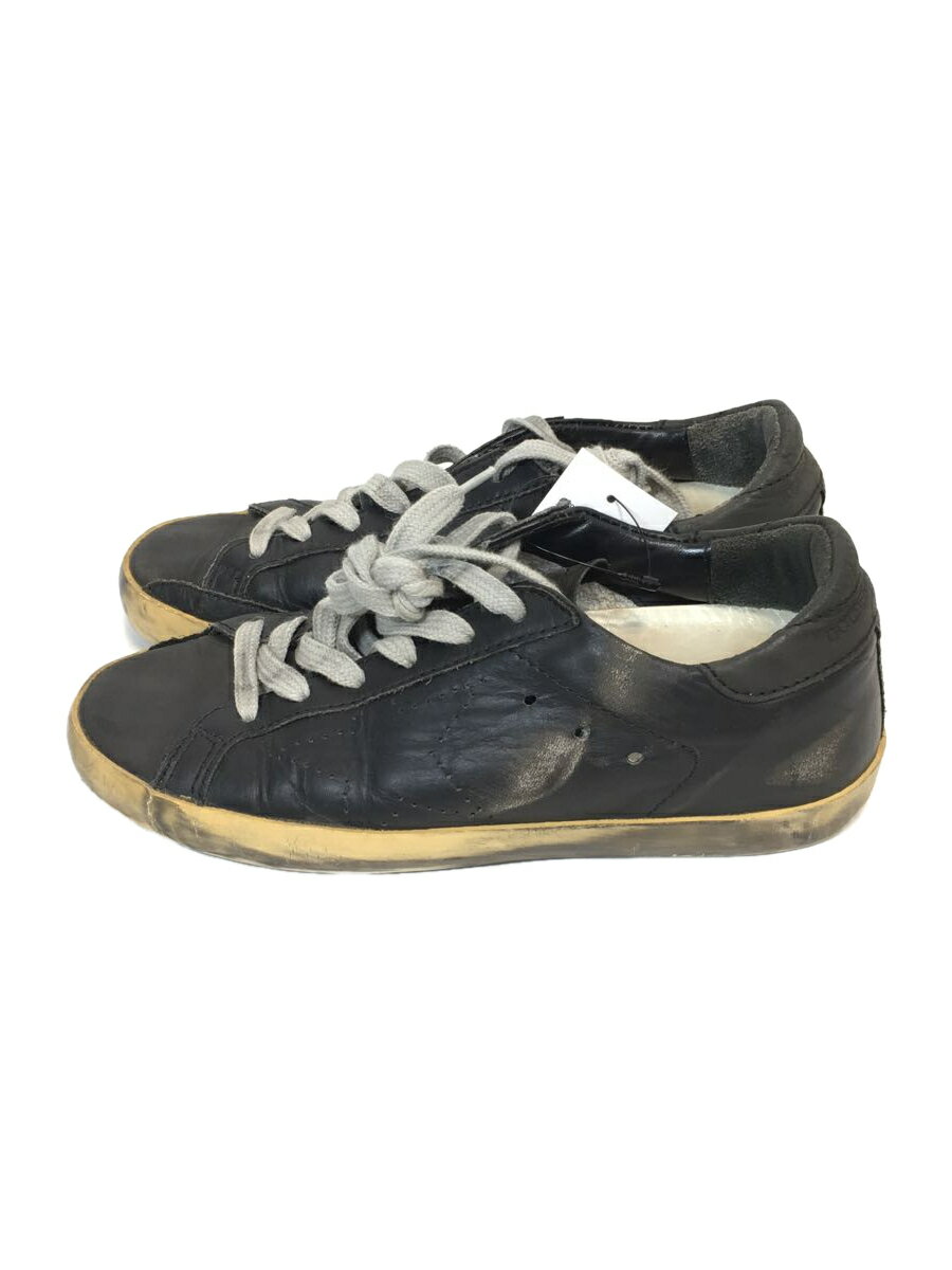 【中古】GOLDEN GOOSE◆ローカットスニーカー/35/ブラック/レザー/ビンテージ加工【シューズ】