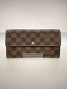 【中古】LOUIS VUITTON◆1)ポルト・フォイユ・サラ_ダミエ・エベヌ_BRW/PVC/BRW/総柄/メンズ【服飾雑貨他】