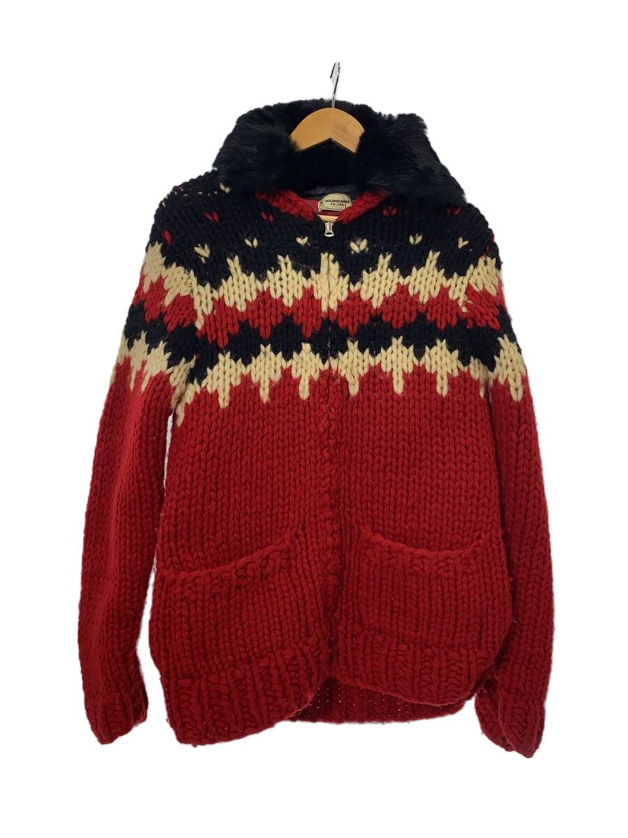 【中古】TMT◆カーディガン(厚手)/M/ウール/RED/ラビットファー///【メンズウェア】