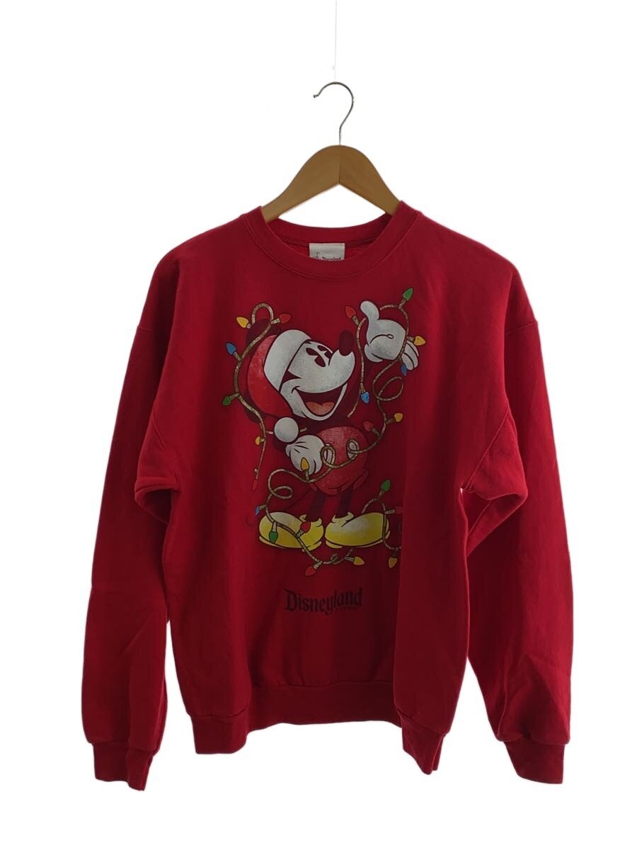 Hanes◆スウェット/M/コットン/レッド/DIsneyland/ミッキーマウス/クリスマス//