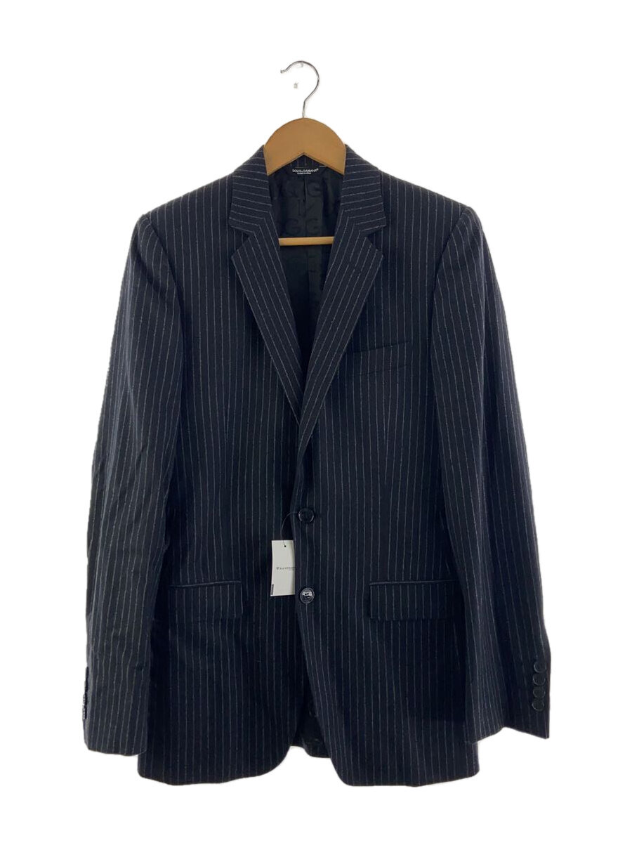 【中古】DOLCE&GABBANA◆テーラードジャケット/--/ウール/BLK/ストライプ/G2426T【メンズウェア】