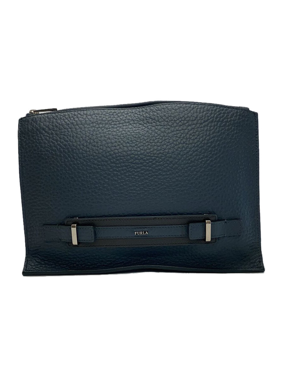 【中古】FURLA◆クラッチバッグ/レザー/GRY/22621【バッグ】