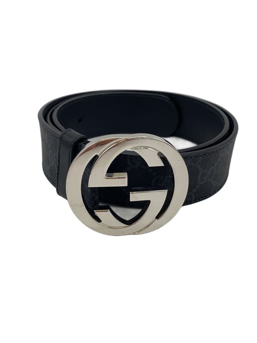 【中古】GUCCI◆ベルト/レザー/BLK/総柄/メンズ/411924【服飾雑貨他】