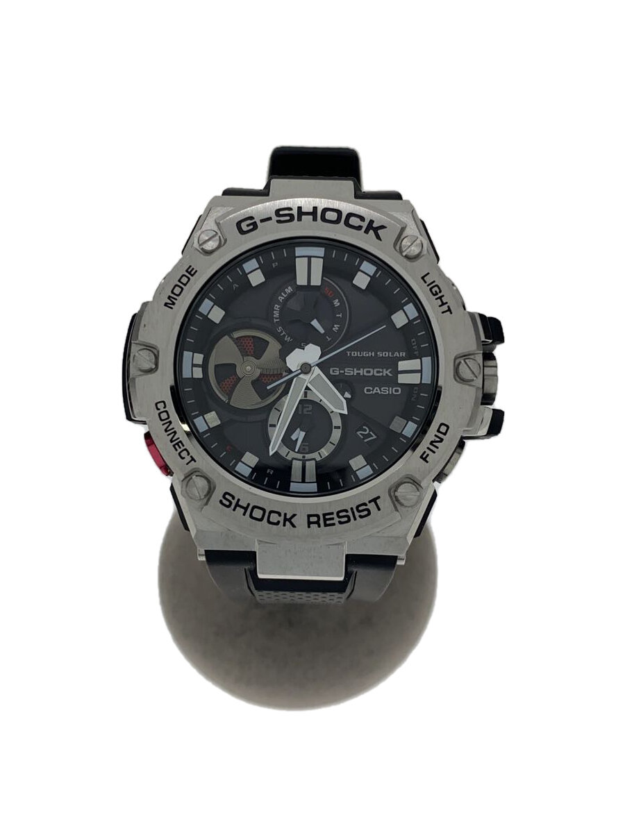 【中古】CASIO◆ソーラー腕時計・G-SHOCK/アナログ/ラバー/ブラック/ブラック【服飾雑貨他】