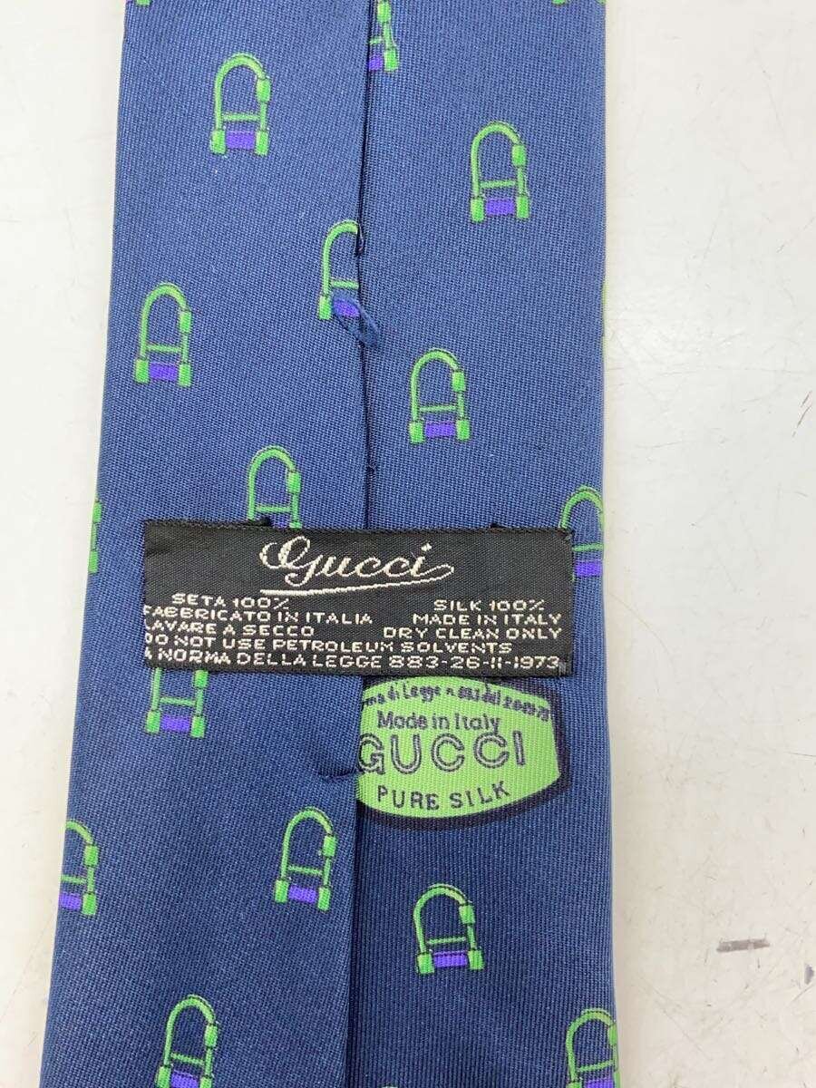 【中古】GUCCI◆ネクタイ/シルク/NVY/総柄/メンズ【服飾雑貨他】
