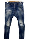 【中古】DSQUARED2◆ボトム/50/コットン/IDG/無地/Tidy Biker Jean/ダメージ加工【メンズウェア】