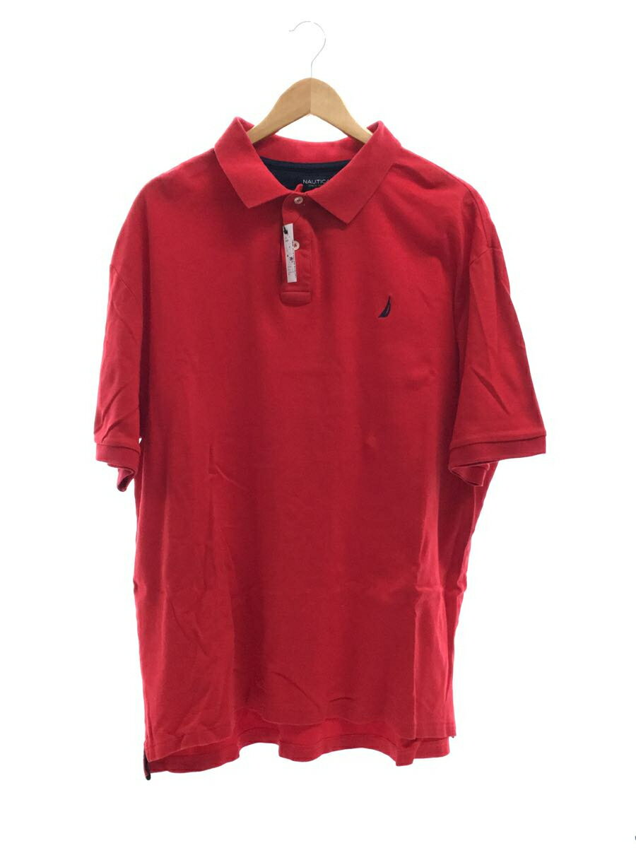 【中古】NAUTICA◆ポロシャツ/XXL/コットン/RED/無地【メンズウェア】