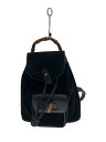 【中古】GUCCI◆リュック/ミニリュック/バンブー/スウェード/BLK/無地【バッグ】