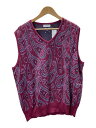【中古】POP TRADING COMPANY◆ニットベスト(薄手)/XL/コットン/BRD/総柄【メンズウェア】(4)