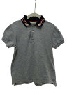 【中古】GUCCI◆リブ襟ロゴデザインポロシャツ/US6/コットン/GRY/522342//【キッズ】