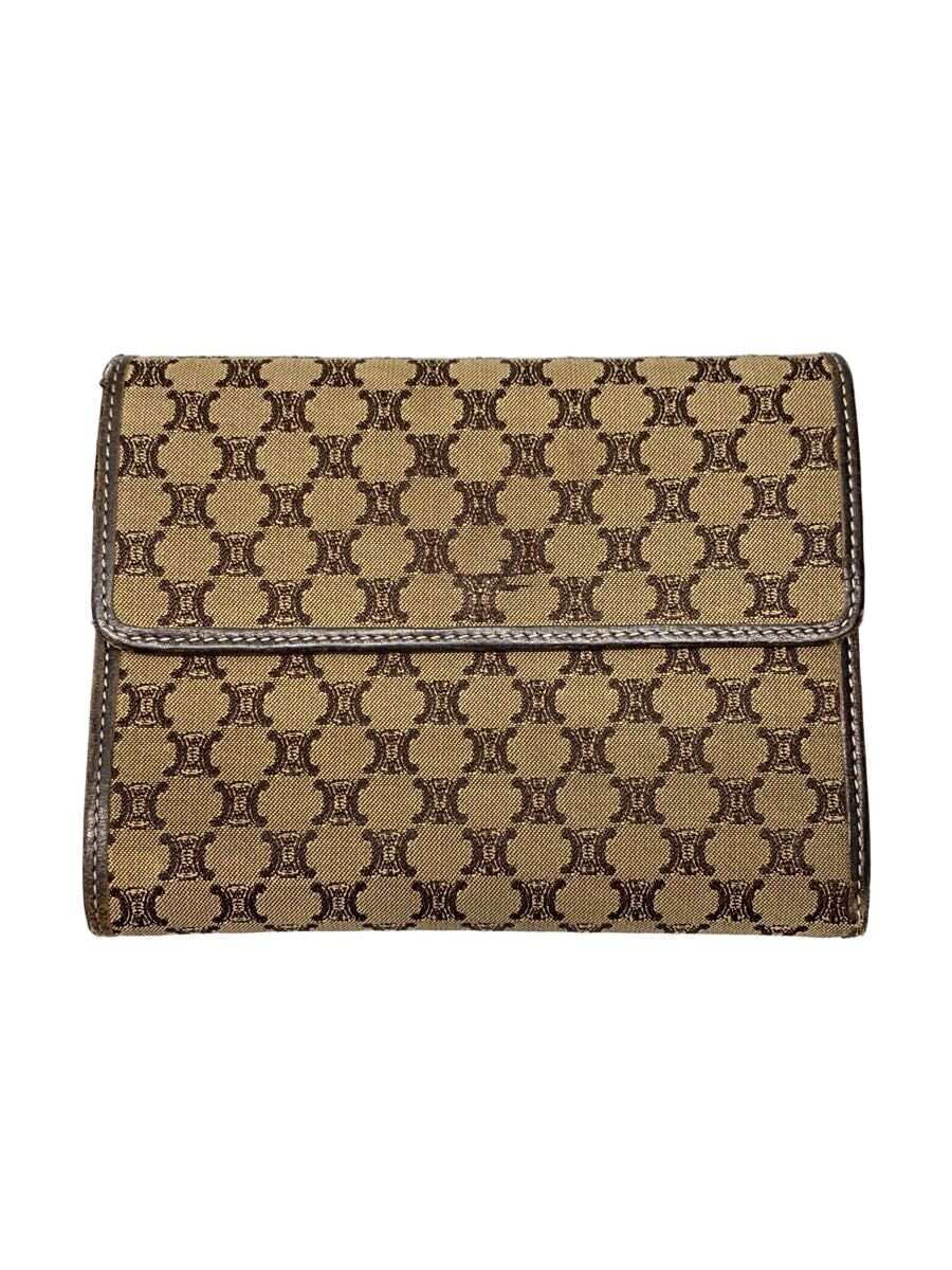 Clothing Accessories (Caps, Ties, Belts) - 【中古】CELINE◆3つ折り財布/キャンバス/BEG/総柄/メンズ/マカダム柄/角ダメージ・ヨゴレ有【服飾雑貨他】
