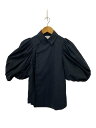 【中古】noir kei ninomiya◆パフスリーブ/半袖ブラウス/XS/コットン/BLK/無地/3M-B011【レディースウェア】