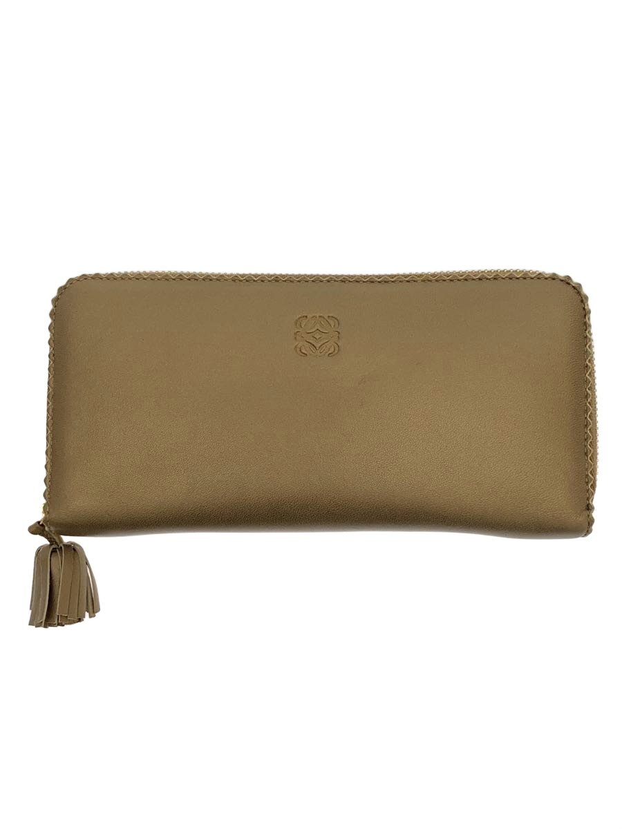 【中古】LOEWE◆LOEWE/長財布/馬革/GLD/レディース/アナグラム/ラウンドジップ/傷、スレあり【服飾雑貨他】