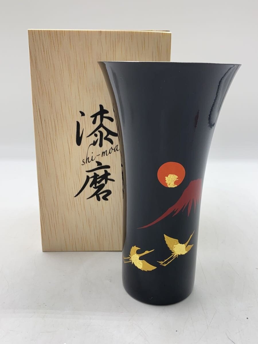 【中古】グラス/BLK/SCS-L963/漆磨/シングルカップ/L/黒/赤富士に鶴【キッチン用品】