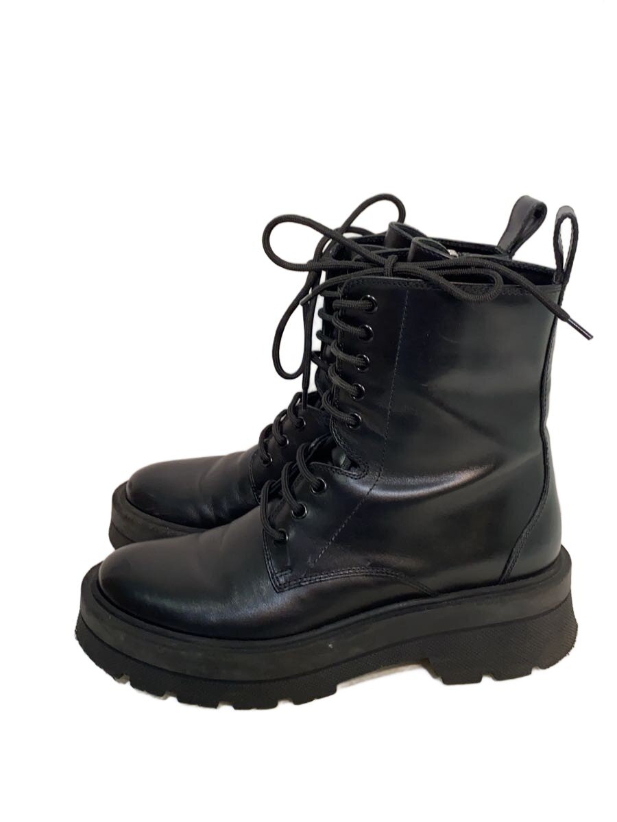 【中古】HUGO BOSS◆Denory/サイドジップ/レースアップブーツ/38/BLK/レザー/50462200【シューズ】