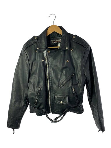 【中古】Wilsons Leather◆ダブルライダースジャケット/M/レザー/BLK/無地//【メンズウェア】 【中古】Wilsons Leather◆ダブルライダースジャケット/M/レザー/BLK/無地//【メンズウェア】