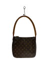 【中古】LOUIS VUITTON◆ルーピングMM_モノグラム・キャンバス_BRW/PVC/BRW/総柄【バッグ】