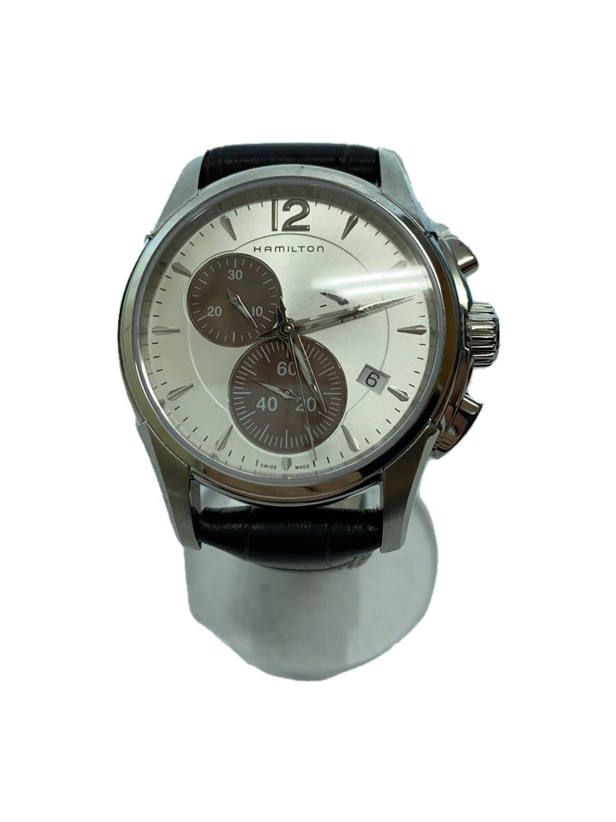 【中古】HAMILTON◆クォーツ腕時計/アナログ/レザー/WHT/BRW/H326121【服飾雑貨他】