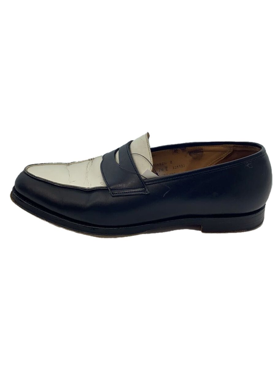 【中古】CROCKETT&JONES◆BEAUTY&YOUTH 別注/STOCKTON/バイカラーローファー/UK7.5/BLK×WHT/レザー【シューズ】