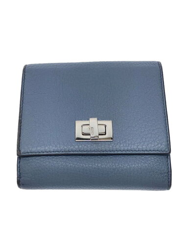 【中古】FENDI◆ピーカブー/コインケース部分使用感有/2つ折り財布/レザー/BLU/無地/レディース【服飾雑貨他】 【中古】FENDI◆ピーカブー/コインケース部分使用感有/2つ折り財布/レザー/BLU/無地/レディース【服飾雑貨他】