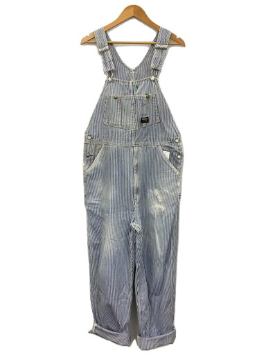 【中古】OshKosh◆オーバーオール/--/コットン/BLU/ストライプ【メンズウェア】