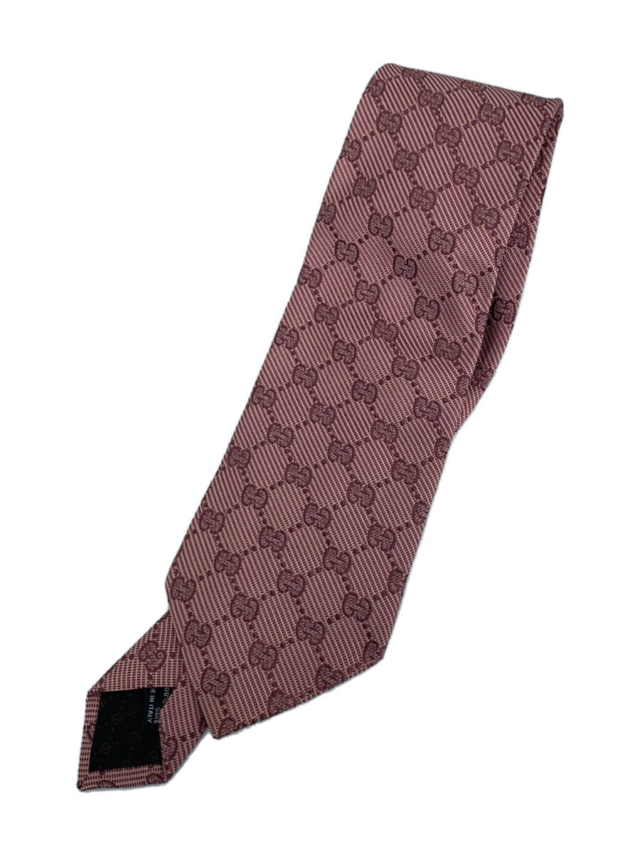 【中古】GUCCI◆ネクタイ/シルク/ピンク/総柄/メンズ【服飾雑貨他】