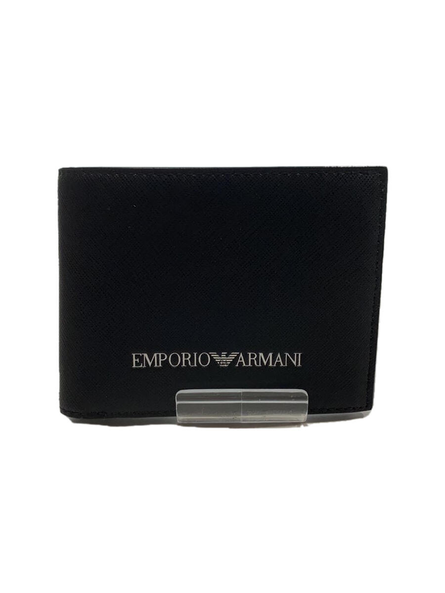 【中古】EMPORIO ARMANI◆2つ折り財布/--/BLK/無地/メンズ【服飾雑貨他】