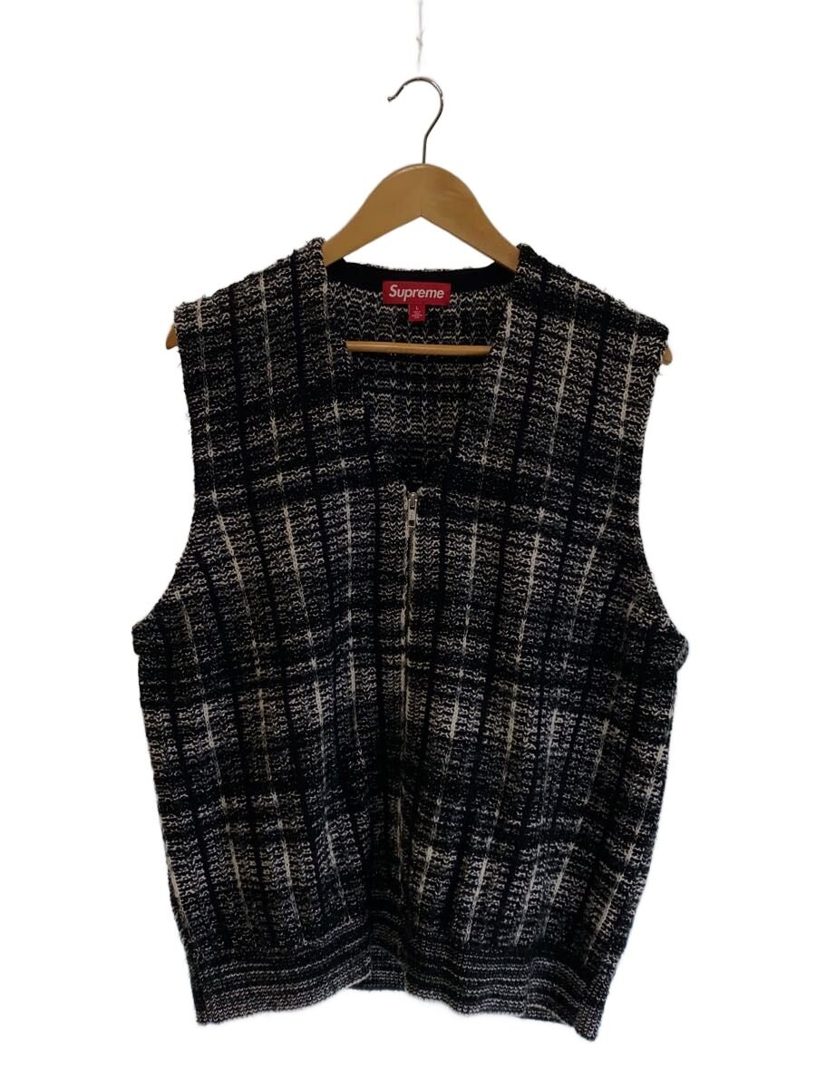 Supreme◆ニットベスト(薄手)/L/コットン/BLK/25SS/Speckled Zip Up Sweater Vest