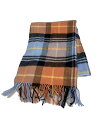 【中古】TWEED MILL◆大判ピュアウールストール/マフラー/ウール/ブラウン/チェック/レディース/70-190【服飾雑貨他】