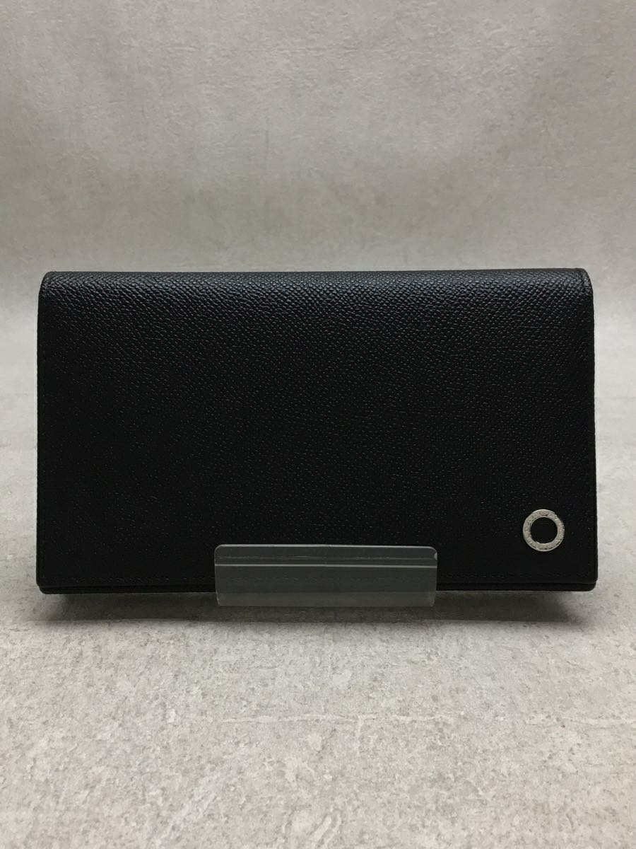 【中古】BVLGARI◆長財布/牛革/BLK/無地/メンズ/30398 GRAIN【服飾雑貨他】