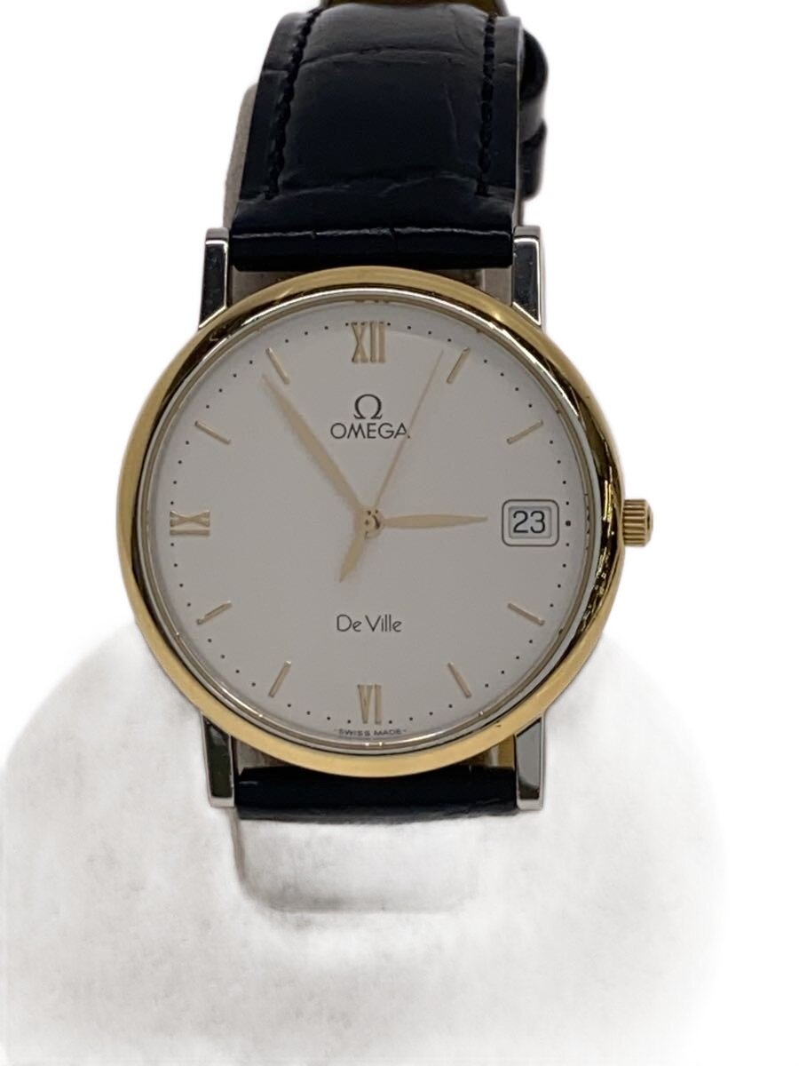 Other - 【中古】OMEGA◆De Ville/クォーツ腕時計/アナログ/レザー/WHT/BLK/社外ベルト【服飾雑貨他】