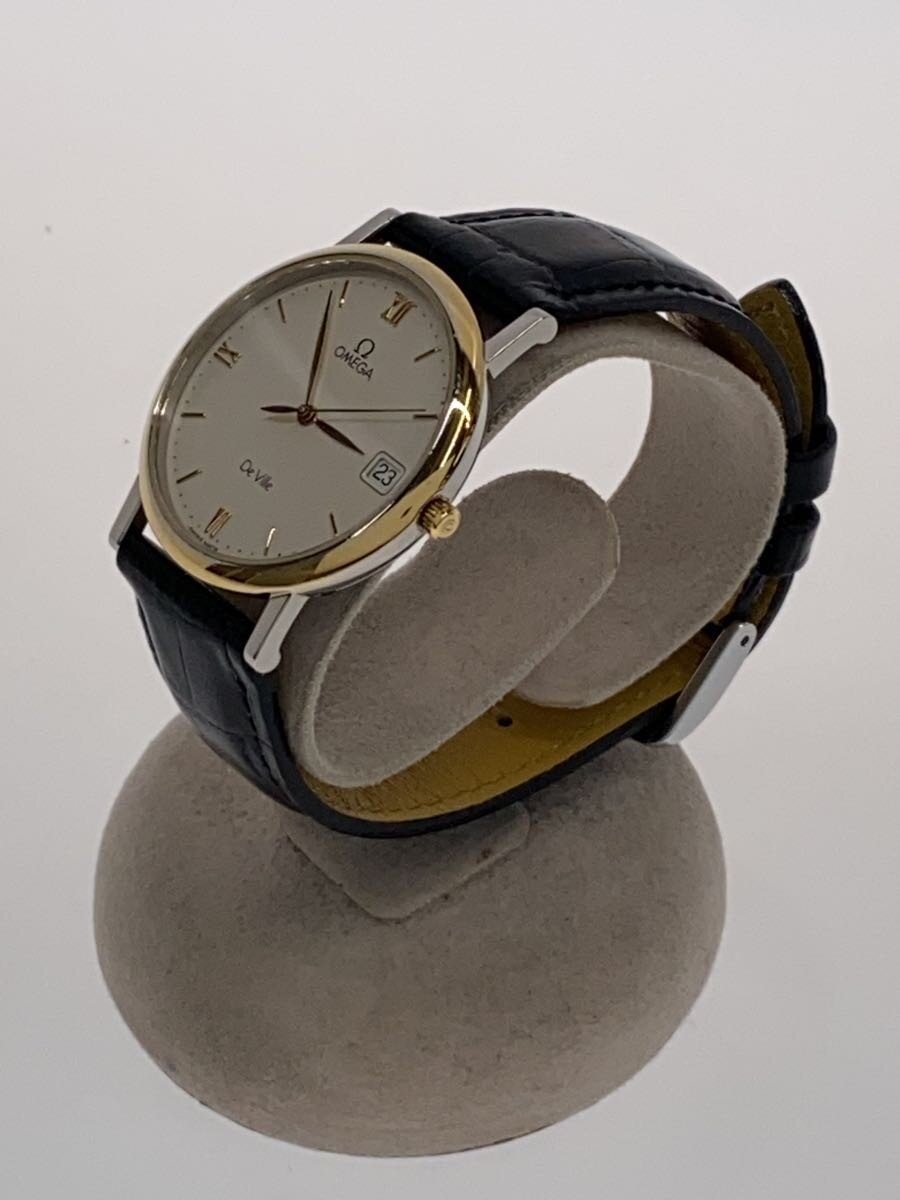 2nd STREET 楽天市場店の【中古】OMEGA◆De Ville/クォーツ腕時計/アナログ/レザー/WHT/BLK/社外ベルト【服飾雑貨他】｜アングル2