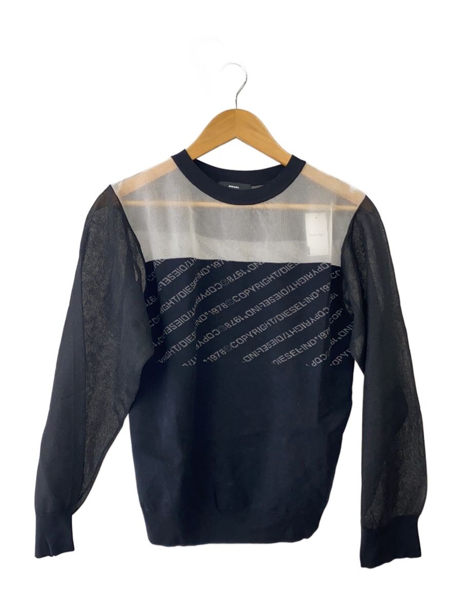 【中古】DIESEL◆ニット・セーター(薄手)/S/ナイロン/BLK/総柄【レディースウェア】